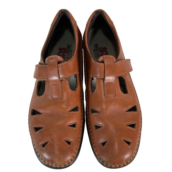 SAS Mens Brown Leather Adjustable Strap Fisherman Sandals Shoes - Picture 1 of 14